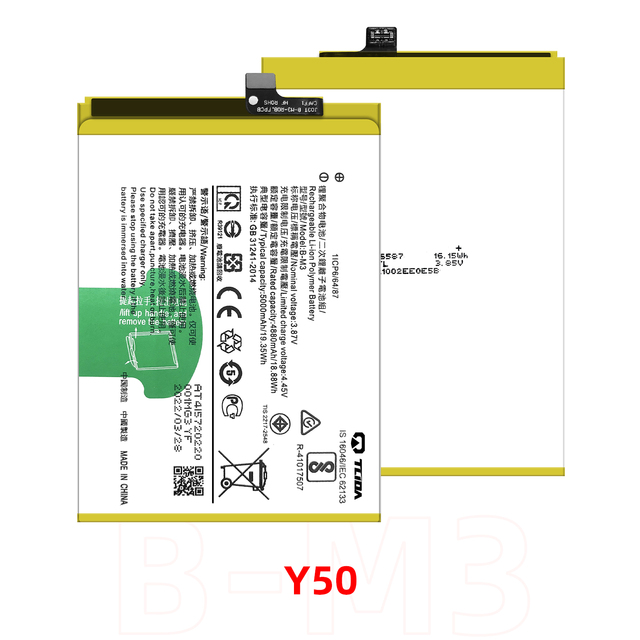 TLIDA Original High Quality Vivo Y50 B-M3 Battery Genuine 3.85V Phone Battery with Stock Availability