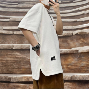 เสื้อยืดฮิปฮอปทรงโอเวอร์ไซส์พรีเมียมสำหรับผู้ชาย คุณภาพสูง สั่งทำได้ พิมพ์ลายด้านหน้า ผ้าฝ้ายทอเนื้อหนา พิมพ์ลายพัฟฟ์ คอกลม แขนสั้น - Product Image 2
