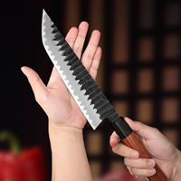 Couteau Gyuto japonais forgé à la main, 210 mm, finition martelée Kurouchi, couteau de chef de cuisine, manche octogonal en bois, pour découper la viande