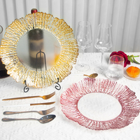 Assiettes de luxe en verre de 13 pouces pour la table, sans plomb, en cristal, pour mariage et réceptions