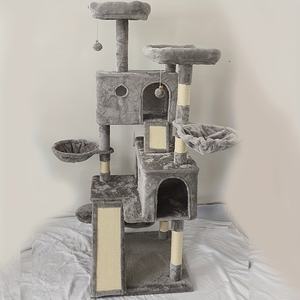 Luxe Kattenboom, 66-Inch Kattentoren Voor Katten Binnenshuis, Pluche Multi-Level Kattenappartement Met Krabpalen 2 Zitstokken 2 Grotten Hangmat - Product Image 3