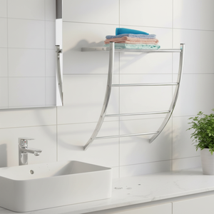 Porte-serviettes mural MSV en acier chromé avec étagère, 49 x 23 x 38 cm - Product Image 3