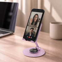 Support de téléphone portable et tablette en métal, rotatif à 360 degrés, pliable et réglable, pour bureau