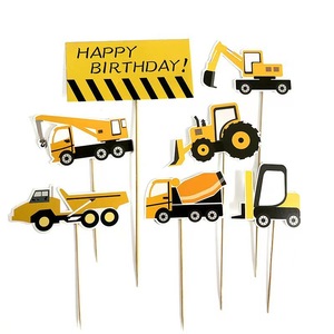 Construction Vehicle Cake Toppers Paper Birthday Decorations Reusable Party Supplies for Boys Birthday - Product Image 3
