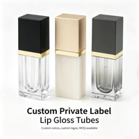 Tubes à l'huile pour les lèvres vides, emballages de gloss transparents, tubes carrés personnalisés pour gloss