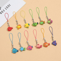 Nouveau porte-clés créatif en bois, motif animal marin amusant, petit pendentif pour sacs homme et femme