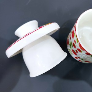 Nueva llegada: Plato de mantequilla de cerámica con diseño de frutas frescas y tapa, recipiente para guardar mantequilla para uso doméstico y en restaurantes. - Product Image 2