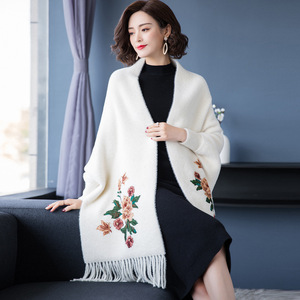 Elegantes Ponchos <span class=keywords><strong>con</strong></span> Bordado, Capas Retro <span class=keywords><strong>con</strong></span> Mangas, Imitación de Visón y Cachemira, Proveedor de Abrigos Tipo Tippet al por Mayor - Product Image 6