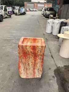 Lavabo sur pied carré moderne de style Wabi Sabi, couleur crème, en pierre artificielle, pour intérieur - Product Image 5