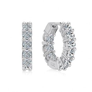 Dylam Classic Design Top High Jewel 925 Sterling <b>Silver</b> D VVS1 Moissanite Stone Eternity Hoop <b>Clip</b>-on Earrings for Women Daily - Product Image 1
