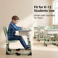 Ensemble Chaise et Bureau d'Étudiant Moderne en Forme de C, Stable, Réglable, Écologique et Durable pour Salle de Classe, Étude et Atelier