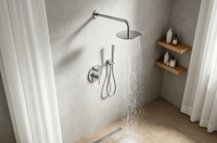 Ensemble de robinetterie de douche murale encastrée en acier inoxydable 316 sans plomb pour hôtels, avec pommeau de douche pluie - Vente en gros