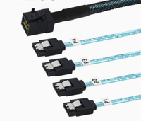 Kabel Fanout SFF 8643 ke 4 SATA 7 Pin 12Gbps HD Mini SAS Kabel Server Internal untuk Pengontrol RAID Penyimpanan HDD SSD
