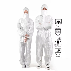 헤비 듀티 화학 Hazmat 세트 정전기 방지 방수 통기성 일회용-hazmat-세트 미세 다공성 백색 보호 전체 - Product Image 3
