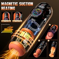 Machine de masturbation masculine automatique avec écran LCD, 9 modes de succion, de poussée, de rotation et de chauffage, type 'Airplane Cup'