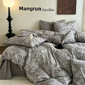 Parure <span class=keywords><strong>de</strong></span> lit en polycoton, imprimé lin lavé, couleur unie, style vintage, 4 pièces, <span class=keywords><strong>housse</strong></span> <span class=keywords><strong>de</strong></span> <span class=keywords><strong>couette</strong></span> et drap-<span class=keywords><strong>housse</strong></span> pour hôtel et maison - Product Image 4