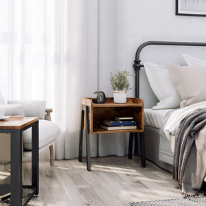 VASAGLE-mesita de noche de madera con marco de <span class=keywords><strong>metal</strong></span>, mesita de noche para dormitorio, almacenamiento para hotel, listo para montar - Product Image 2