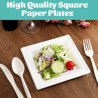 Assiettes en papier jetables carrées biodégradables en gros, couleur macaron, pour gâteaux et desserts, approvisionnement en vrac pour mariages et fêtes