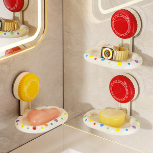 Boîte à savon moderne en plastique avec ventouse murale, support de rangement portable sans perçage pour salle de bain à usage domestique - Product Image 4