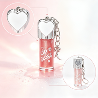 Porte-clés Miroir Cœur Brillant à Lèvres Scintillant Hydratant Huile à Lèvres Repulpante Teinte Brillante Maquillage des Lèvres