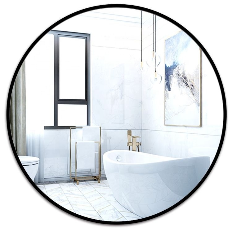 Modern Minimalist Style Round Decorative Metal Framed Wall Mirror For Bathroom