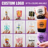 Individuell Bedruckte Einweg-Plastikbecher mit Logo 12oz 14oz 16oz Transparente PET-Becher mit Deckeln