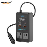 Adaptateur d'alimentation double pour voiture 200W, convertisseur DC 12V vers AC 110V, chargeur de voiture avec 4 ports USB et Type C pour véhicules