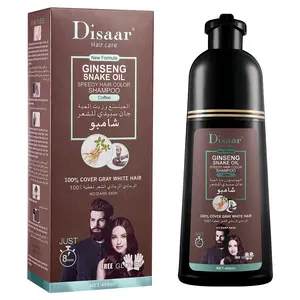 Disaar Herbal Ginseng Snake Oil 100% Cover Gray White Shampoos Fast Hair Color Shampoo Deep Coffee