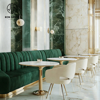 Koffieshop ronde marmeren café- en restaurantstoelen met tafelsets, booth zitmeubilair, bank, zitbank