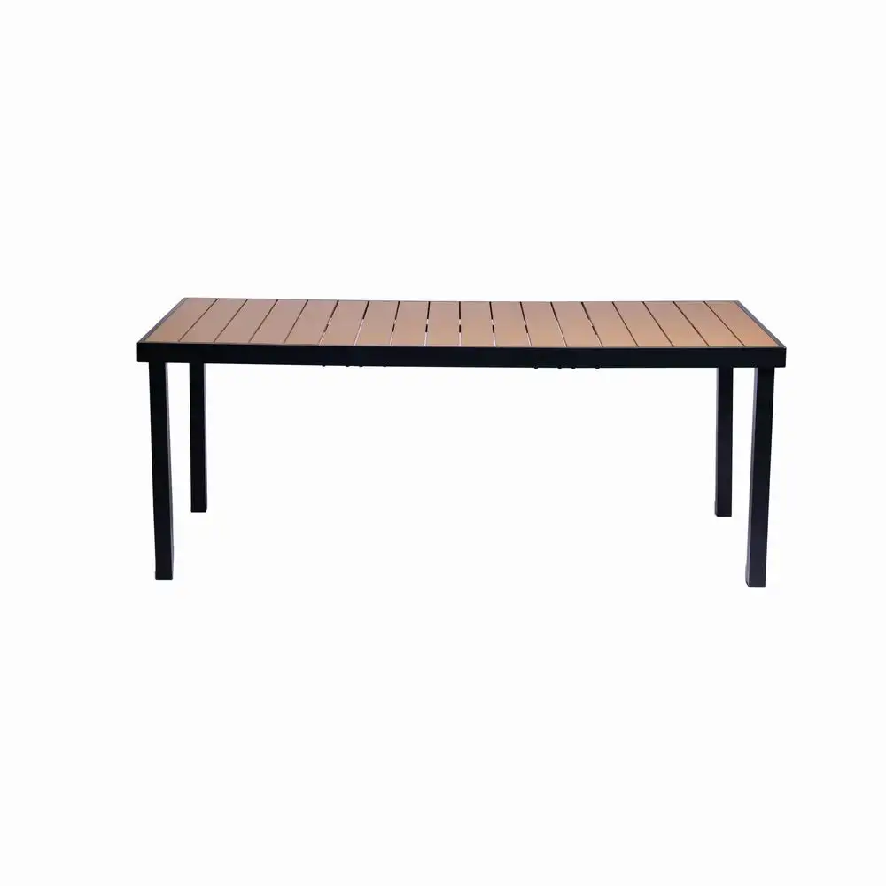 Table de jardin en aluminium pliable en plastique noir de luxe de marque privée vente de bancs pliants Table de jardin en bois poly pour six personnes