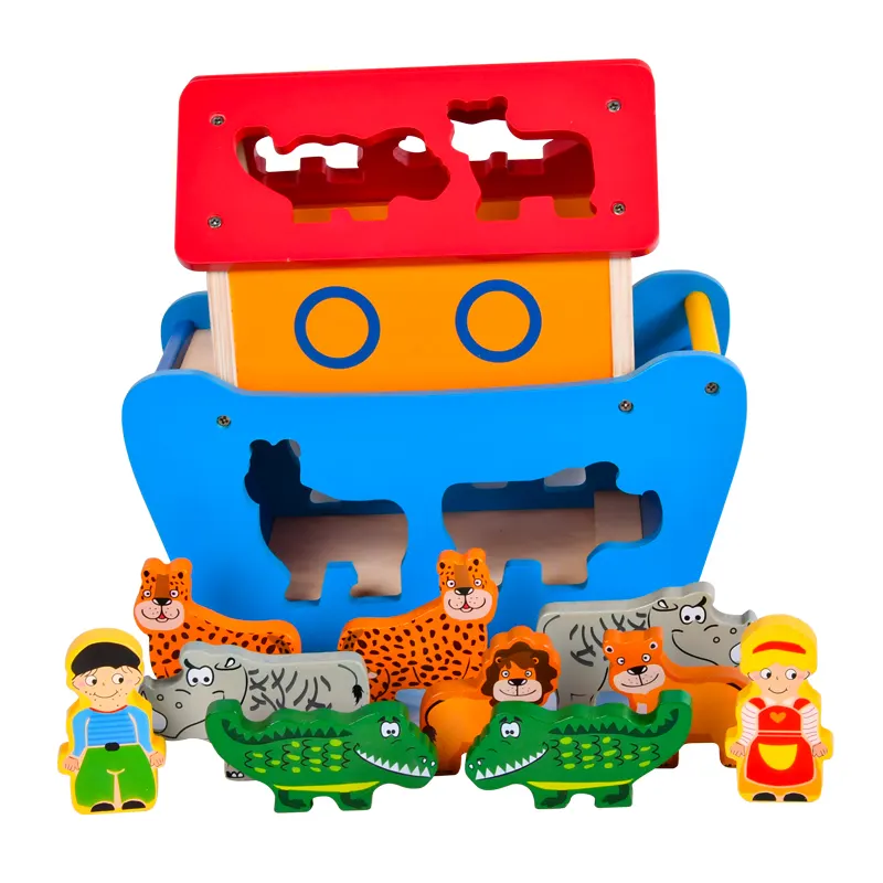 2022 New design creative kids toys games wooden Jigsaw Noah Ark toys
