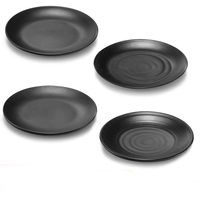 Assiette en mélamine noire / Chargeur / Céramique Similaire / Assiettes en plastique marbré pour dîner Style coréen japonais chinois Noir