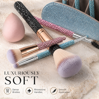 Ensemble de 12 pinceaux de maquillage scintillants avec strass, style professionnel, vente en gros, ensemble de pinceaux de maquillage de luxe avec diamants
