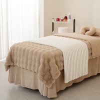 Ensemble de draps de table de massage super doux kaki Couvre-lit à cils Spa Salon Linge de table de massage Topper de lit de spa Tissu velours cristal