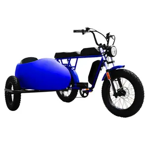 side car for bike motorcycle 52V1500W electric bicycle sidecar kit for kids Super torque 20inch 73 fat tire cargo ebike