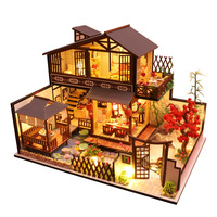 3D Puzzle Buchnische DIY Bastelset Holzspielzeug DIY Miniaturhaus-Kit Chinesischer Innenhof Buchstütze Desktop Mini Deko Ornament