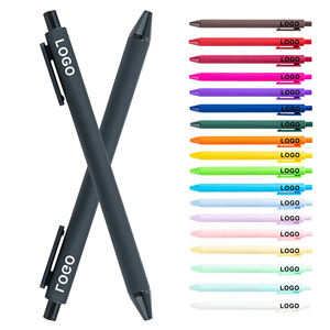 Bolígrafos de Plástico Baratos al por Mayor con Recubrimiento de Goma Multicolor, Diseño Personalizado con Logotipo Impreso OEM, Retráctiles, para Papelería - Product Image 1