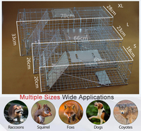 Vente en gros de cage pour animaux vivants en fil de fer métallique piège à renard cage pour chien revêtement en poudre verte piège à chat à double porte