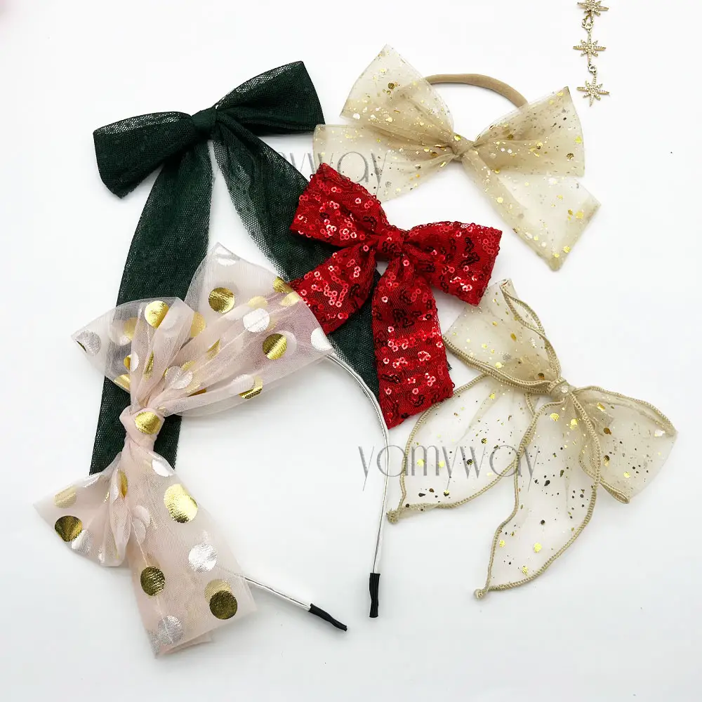 gold polka dots tulle hair bow headband read sequin hair bow green tulle for christmas
