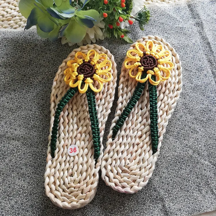 Sandali in Rattan di paglia naturale intrecciati a mano su misura, scarpe di vimini, scarpe in Rattan