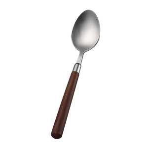 Western Style Tableware Set Stainless Steel Spoon Fork Knife Walnut Wood Handle Dinnerware Set For Daily Use - Product Image 2