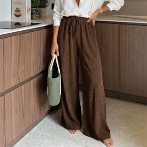 <span class=keywords><strong>Pantalones</strong></span> casuales de <span class=keywords><strong>mujer</strong></span> de pana y poliéster de corte recto con cintura elástica de color liso, holgados, de verano, transfronterizos 2026 para <span class=keywords><strong>Wish</strong></span> - Product Image 3