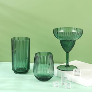 Flûtes <span class=keywords><strong>à</strong></span> champagne élégantes personnalisées en plastique incassable, style vintage, avec nervures, pour <span class=keywords><strong>vin</strong></span> et eau, couleur vert ondulé - Product Image 6