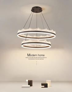 أكريليك ظل ذهبي وردي ضوء متدلي لغرفة المعيشة إضاءة سقف نوردية فنادق ثريات حلقية ومصابيح دلاية - Product Image 2