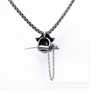 Yunnique-collar con colgante de calavera pirata de acero inoxidable, cadena con sombrero y espada, joyería de moda para hombres y mujeres - Product Image 3