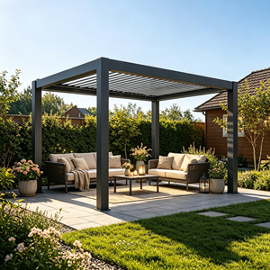 Toldo de Patio Moderno Motorizado de Aluminio con Techo de Láminas Ajustables para Exteriores, Apto para Todas las Estaciones, con Recubrimiento en Polvo y Drenaje Oculto de Agua de Lluvia - Product Image 2