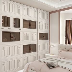 Torre de Almacenamiento Plegable Moderna de Plástico con Paneles Transparentes - Organizador que Ahorra Espacio para Sala de Estar, Dormitorio y Maletero del Auto - Product Image 1