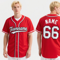 Maillots de baseball en maille boutonnée, sur mesure, streetwear, uniforme de baseball d'Halloween, rouge, rétro, maillot de baseball japonais pour garçons