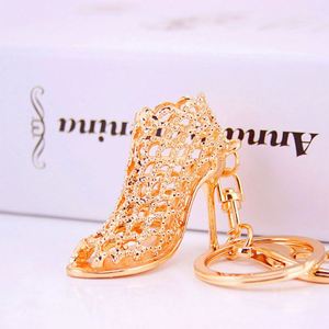 Stiletto Giày cao gót Keychain men vàng Bling Rhinestone kim loại giày Móc Chìa Khóa Phụ kiện mặt dây chuyền pha lê quyến rũ vòng chìa khóa - Product Image 3