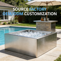 Baignoire autoportante carrée en acier inoxydable 304, vente directe usine, OEM, baignoire de récupération à froid, baignoire de plongée froide, sur mesure pour la récupération à domicile